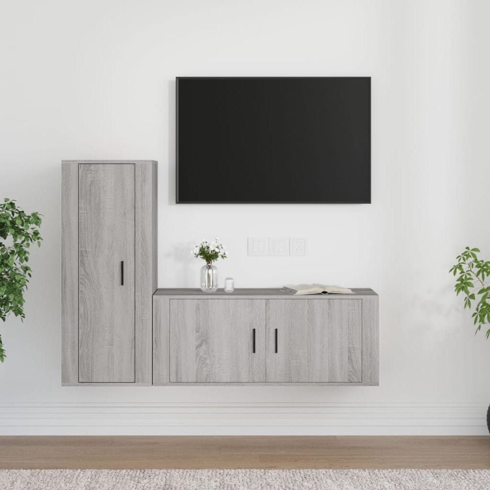 Vidaxl 2-dielna súprava TV skriniek sivý dub sonoma spracované drevo